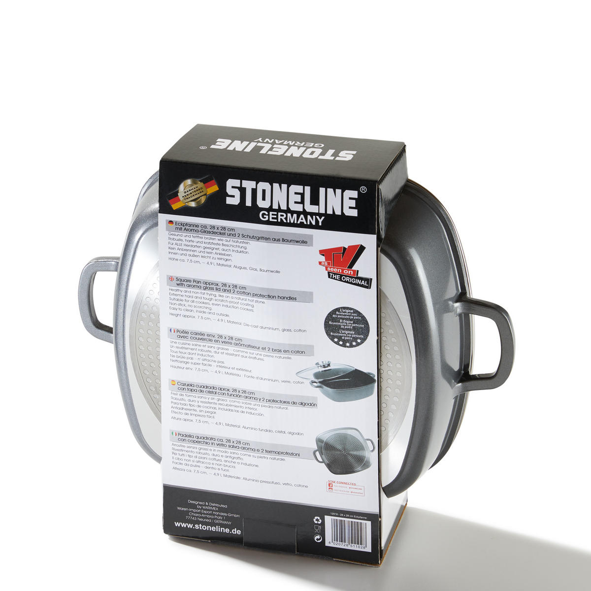 ECKPFANNE - Grau, Metall (28/28/7.5cm) - Stoneline