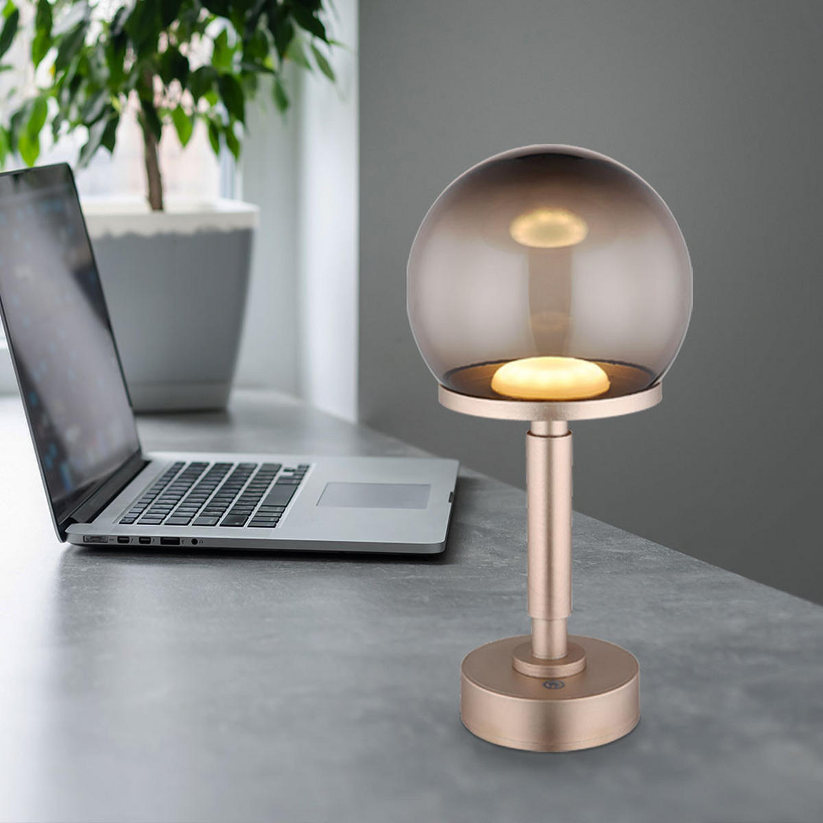 LED TISCHLEUCHTE Haku Champagner - Champagner, Kunststoff (15/15/31.5cm) - Globo Lighting