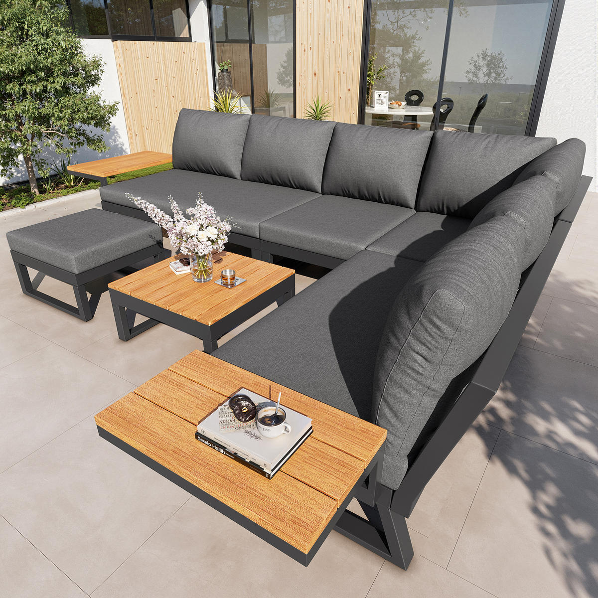 LOUNGEGARNITUR aus Eisen 110x62x75cm Grau mit 10 cm Polsternc - Grau, Metall - Modfu