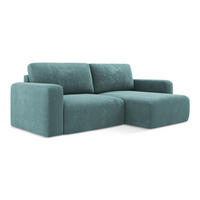 ECKSOFA mit Schlaffunktion rechts Chenille Stoff Blau - Blau/Beige, Kunststoff/Textil (244/149cm) - LaMiaSofa