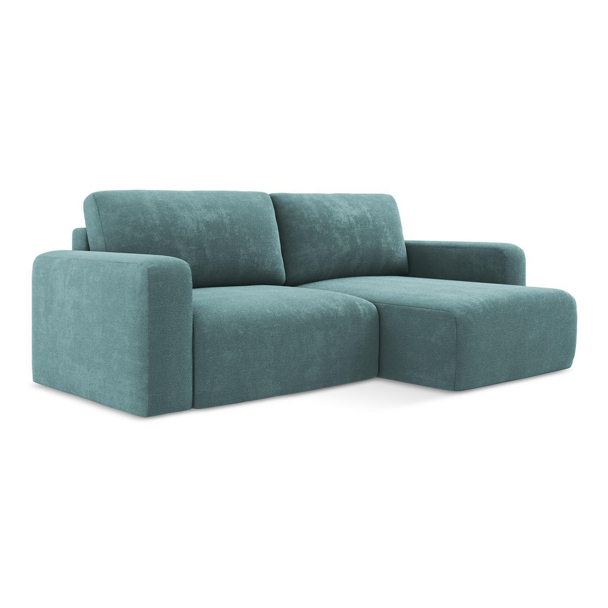 ECKSOFA mit Schlaffunktion rechts Chenille Stoff Blau - Blau/Beige, Kunststoff/Textil (244/149cm) - LaMiaSofa
