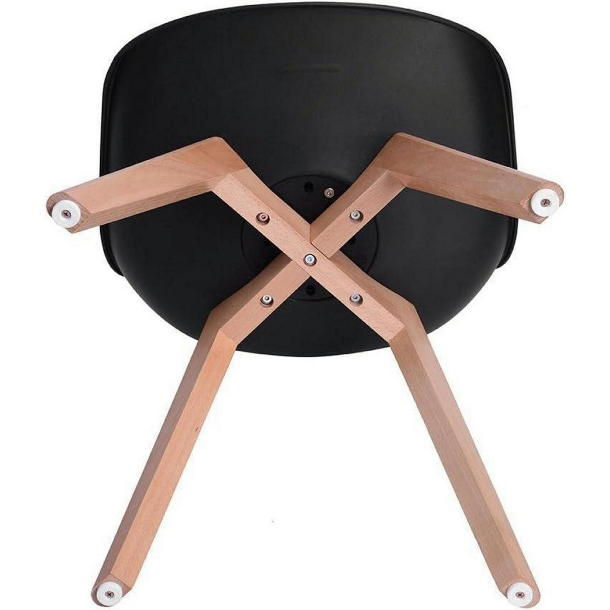 ESSZIMMERSTUHL 8-teiliges Set Schwarz mit Massivholzbeinen - Schwarz, Holz (47.5/82/41cm)