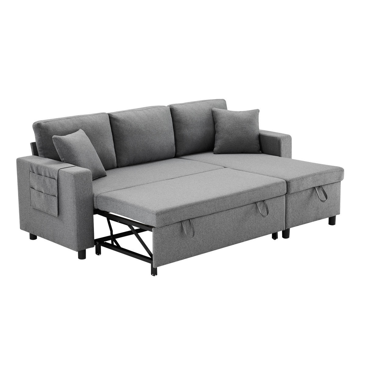 SCHLAFSOFA Modernes 3-Sitzer mit Stoffbezug, Dunkelgrau – Komfortabel, platzsparend, langlebig, 210 x 90 x 85 cm - Grau, Holzwerkstoff/Textil (219.5/83/142.5cm) - Urban Meuble