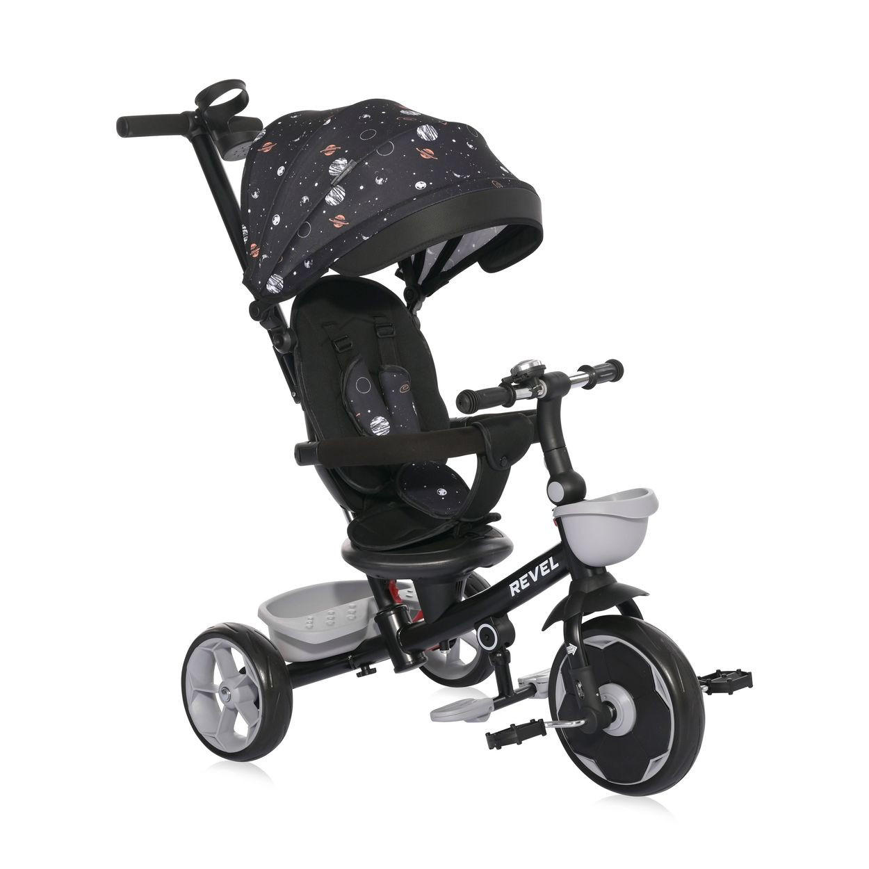 DREIRAD Revel 3 in 1 schwarz Freilauf Lenkstange Becherhalter Korb - Schwarz, Metall (55/54/78cm) - Lorelli