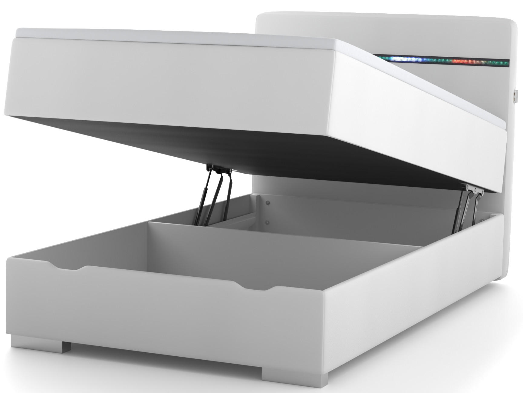 BOXBETT Monza weiß 90/200 cm LED Kunstleder - Weiß, Textil (90/200cm) - wonello