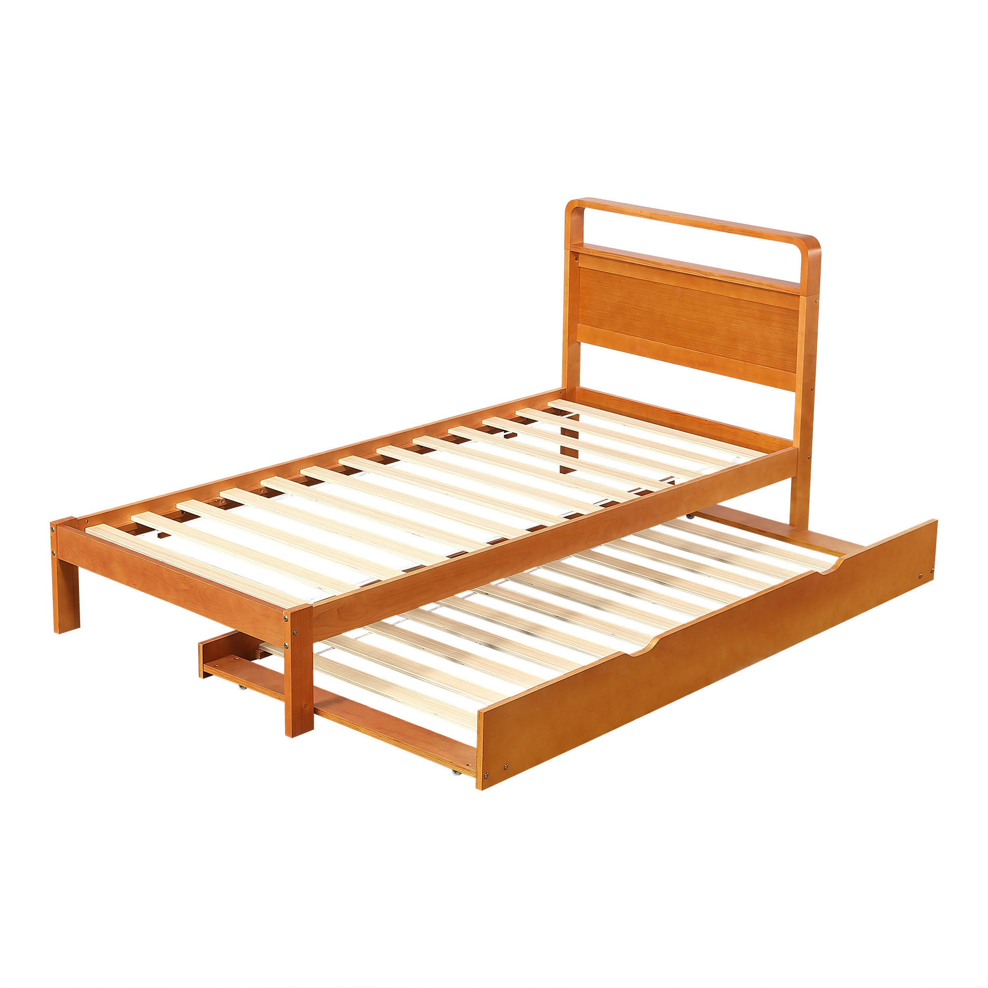 HOLZBETT 90/200 cm DE-32712 mit Ausziehbett Natur - Naturfarben, Holz (90/200cm) - ComfortXL