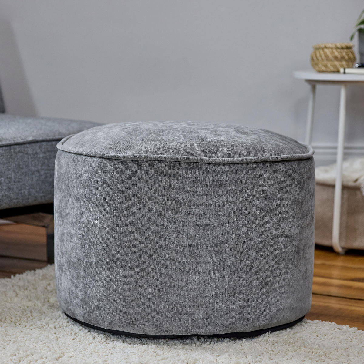 SITZPOUF Chenille Milano - Grau, Kunststoff/Textil (55/35/55cm) - icon