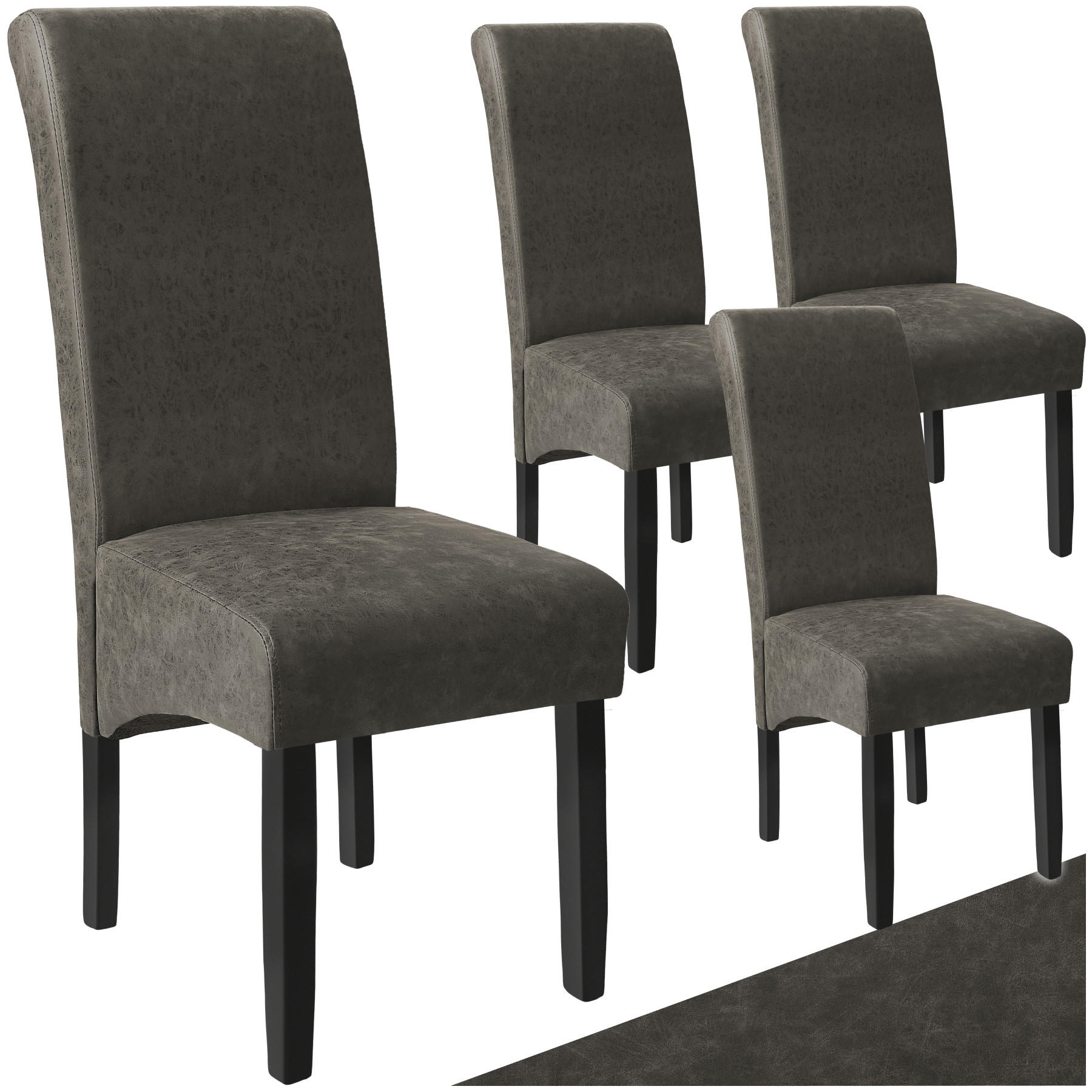 ESSZIMMERSTUHL 4er Set 44 x 63 x 106 cm grau marmoriert - Grau, Textil (44/106/45cm) - tectake