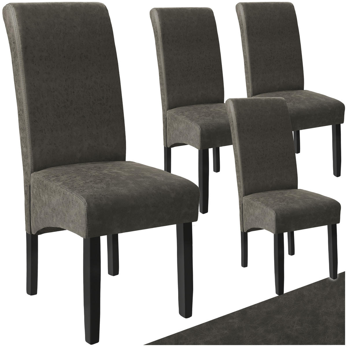ESSZIMMERSTUHL 4er Set 44 x 63 x 106 cm grau marmoriert - Grau, Textil (44/106/45cm) - tectake