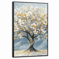 LEINWAND Bilder mit Rahmen - Baum - Winter - Baum des Lebens - Modern - Gold - 60x90 - Goldfarben, Textil (60/90cm) - MuchoWow