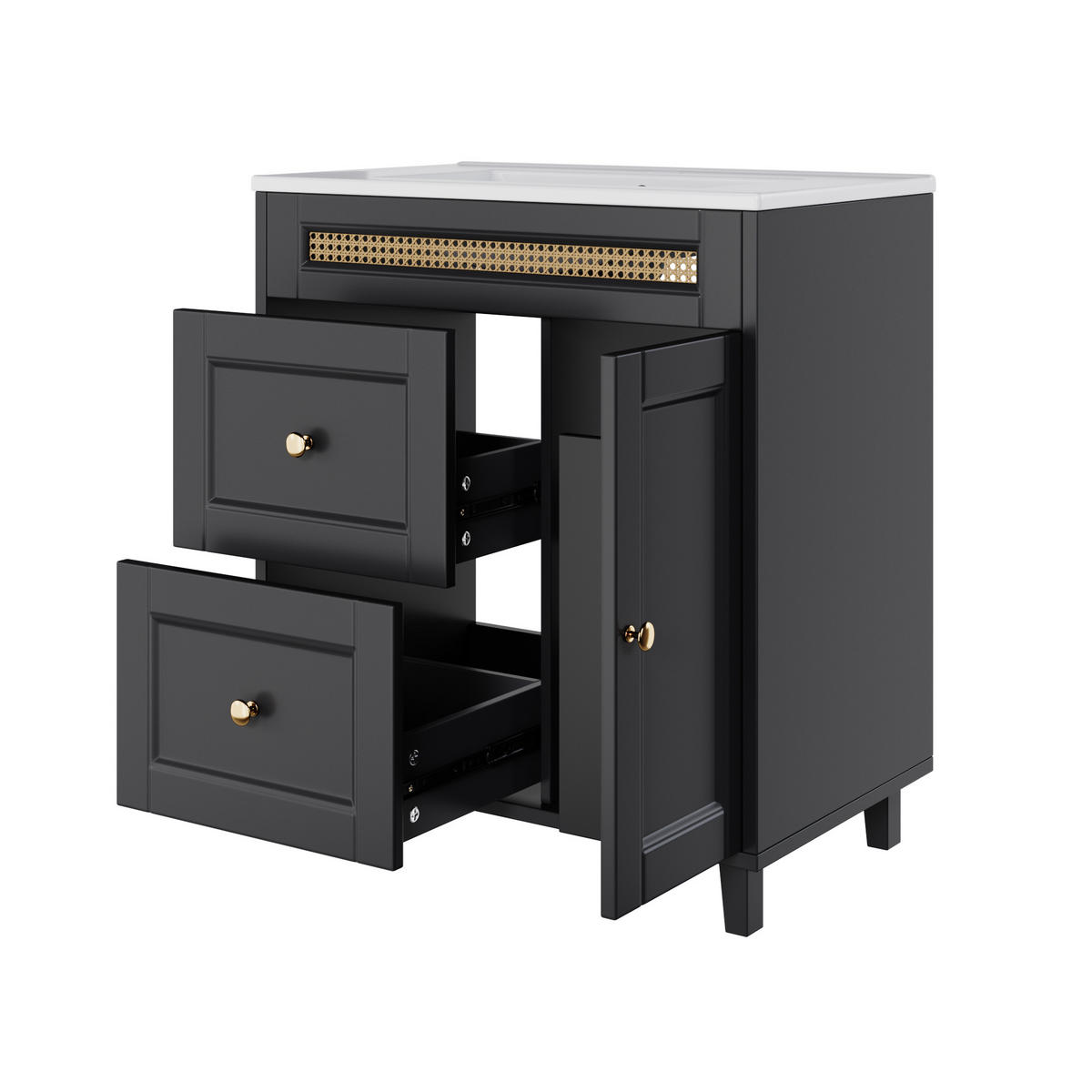 WASCHTISCH Schwarz 76/46/86,5 cm - Schwarz, Holz (76/86.5/46cm) - PANGIVO