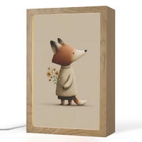 NACHTTISCHLAMPE Fuchs - Gelbe Blumen - Minimalistisch 20x30 cm - Taupe, Holzwerkstoff (8/20/30cm)