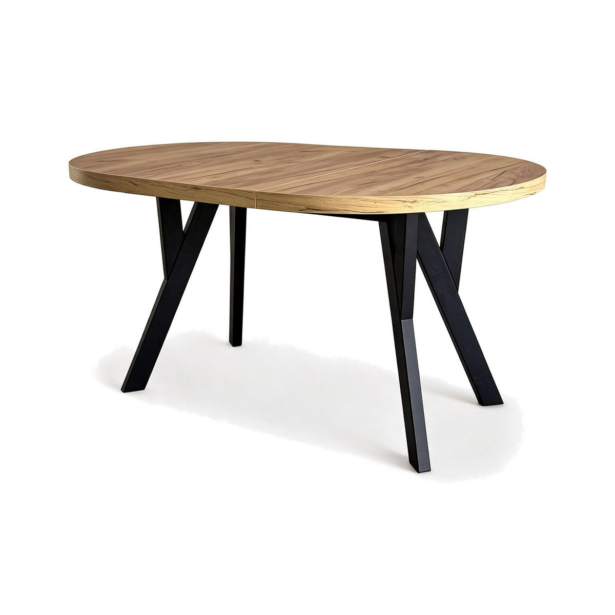 ESSTISCH ausziehbar rund 90-190 cm ATO Craft, Auszugstisch mit Einlegeplatte - Schwarz/Braun, Holzwerkstoff (90/90/77cm) - VENASI MÖBEL
