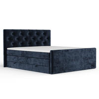 BOXSPRINGBETT Hugo Marineblau 200/200 cm - Schwarz/Dunkelblau, Holz/Holzwerkstoff (200/200cm) - Maison de Reve