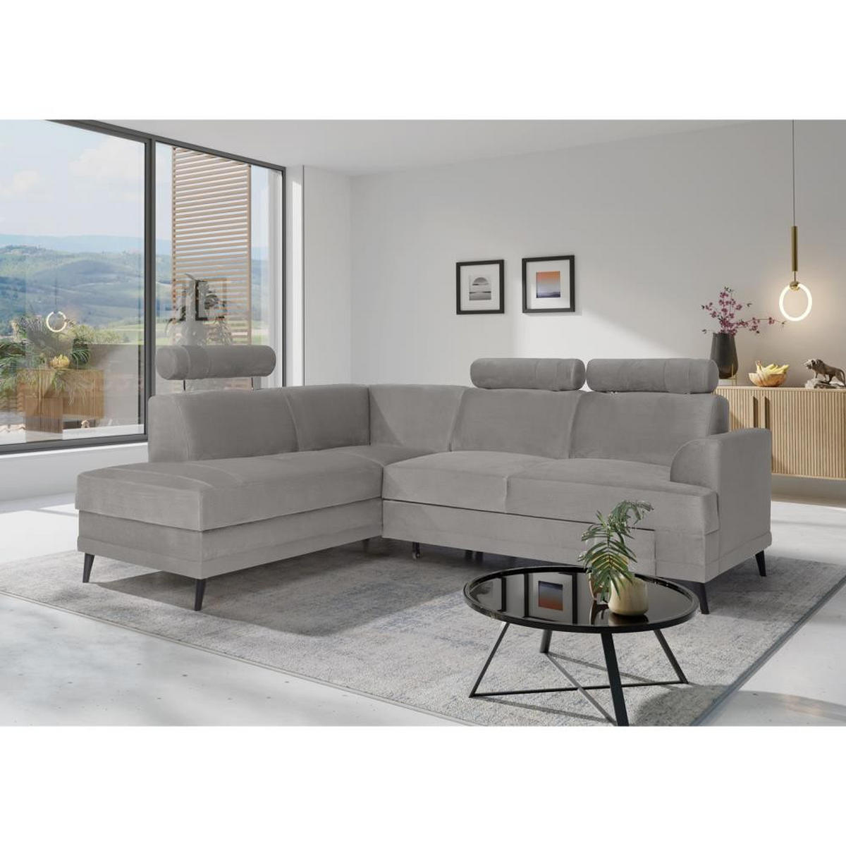 ECKSCHLAFSOFA Kordian links beige - Beige, Textil (250/200cm) - Beautysofa