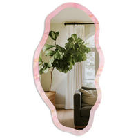 SPIEGEL 90x45 cm asymmetrisch mit Druck - Rosa Traum - Transparent, Glas (45/90/0.4cm) - TULUP