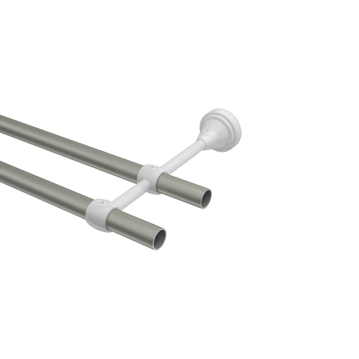 GARDINENSTANGE Primus Alessia 160 cm, 2-läufig (ohne Ringe), 16 mm Ø Chrom matt - Chromfarben/Nickelfarben, Metall (160cm) - INTERDECO