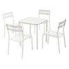 GARTENSET, quadratisch (70 x 70cm) und 4 Stühle, Weiß - Weiß, Metall - Oviala