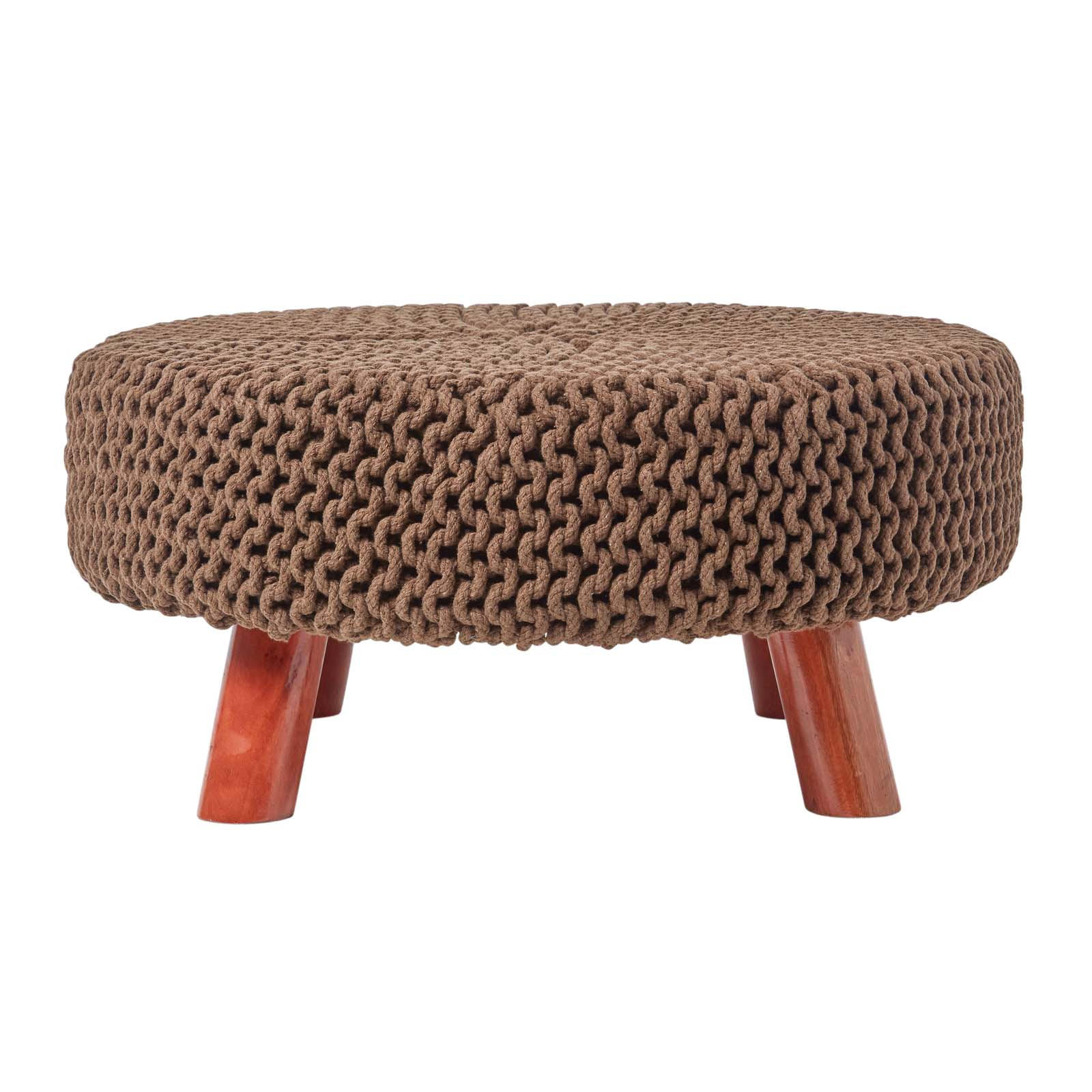 Homescapes Strick-Hocker Braun 62x30x62 cm