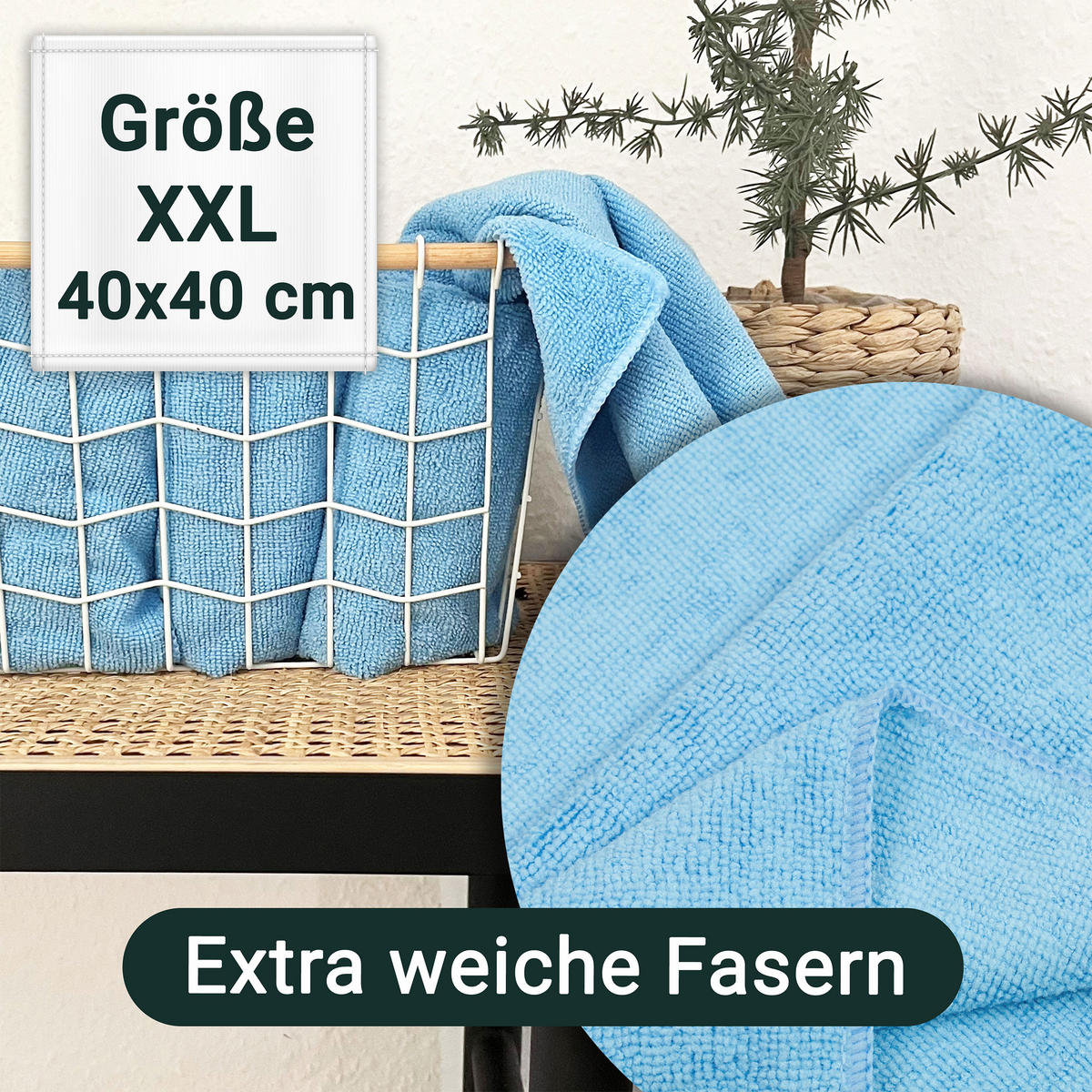 REINIGUNGSTÜCHER, 10er-Set, 40x40 cm, 80% Polyester, 20% Polyamid, Blau - Hellblau, Textil (40/40cm) - Zollner
