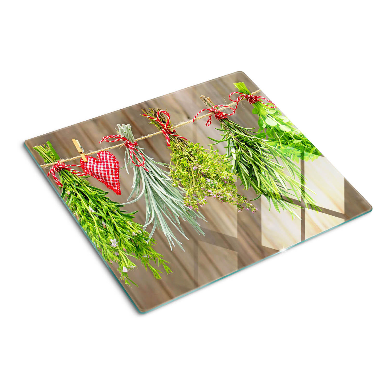 GLASPLATTE 60x52 cm Kräuterschnur - Grün, Glas (60/0.4/52cm) - TULUP