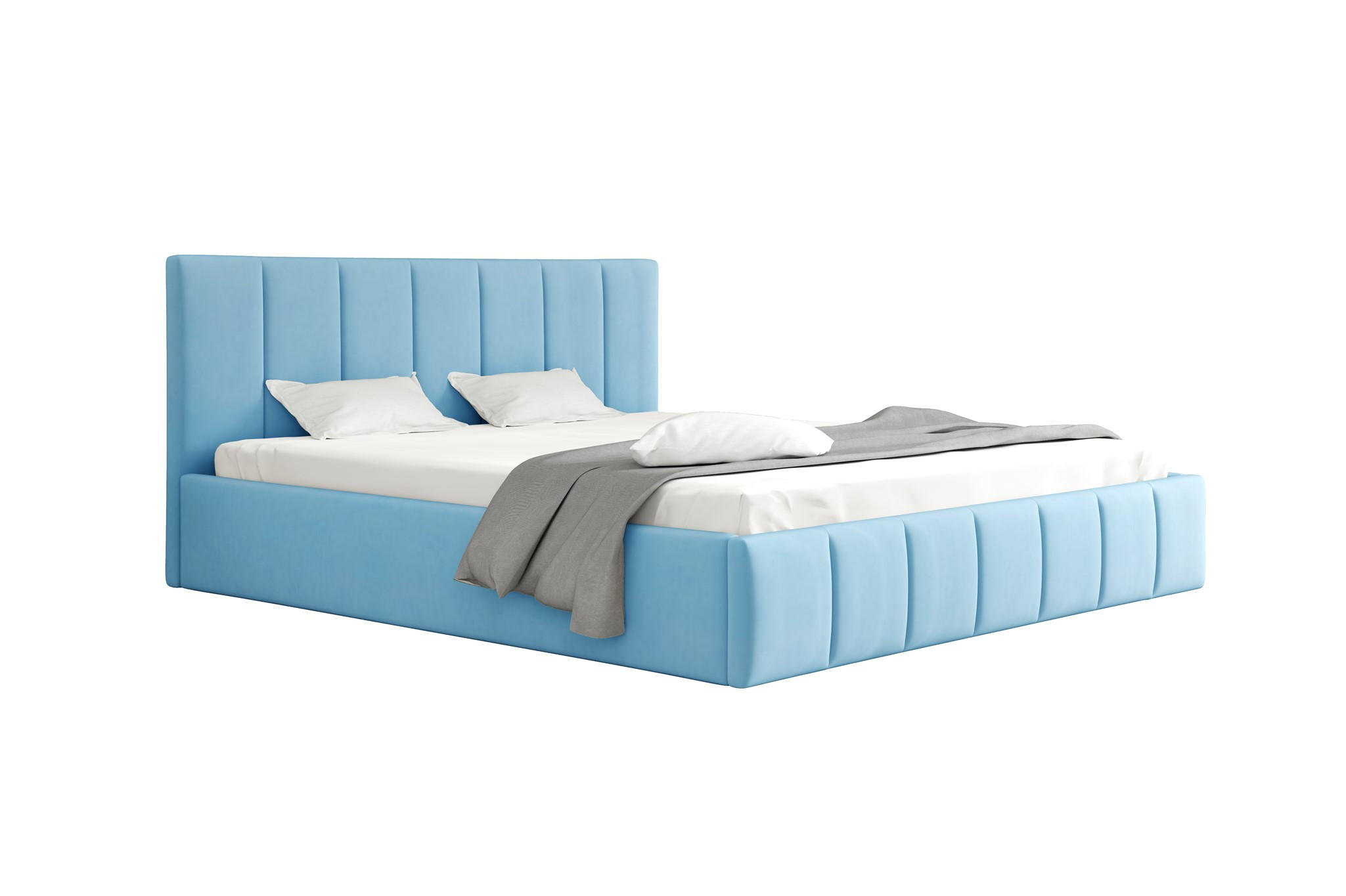 POLSTERBETT Detroit Komplettset - Hellblau, Holzwerkstoff/Textil (120/200cm) - Fun Möbel