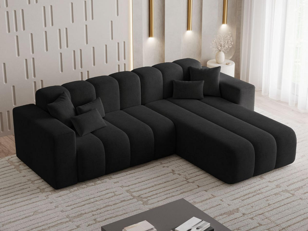 ECKSOFA Nork Schwarz Rechts - Schwarz, Holz/Textil (265/180cm) - Graingold