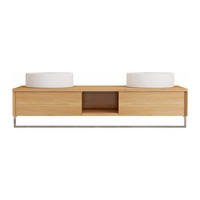 DOPPELWASCHTISCH - 140 cm x 50 cm - Holz, Platte - Naturfarben Hell - KUPANG - Naturfarben, Holz (140/32/50cm) - Vente-Unique
