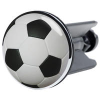 WASCHBECKENSTÖPSEL Fußball - Schwarz, Kunststoff/Metall (4/7/7cm) - Sanilo