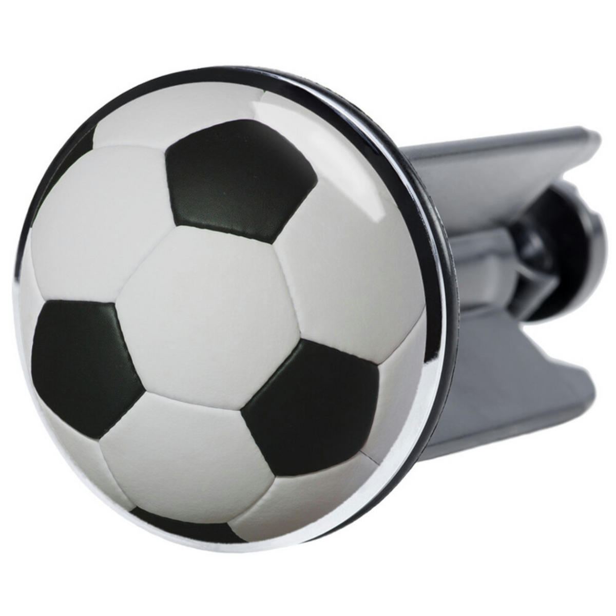 WASCHBECKENSTÖPSEL Fußball - Schwarz, Kunststoff/Metall (4/7/7cm) - Sanilo