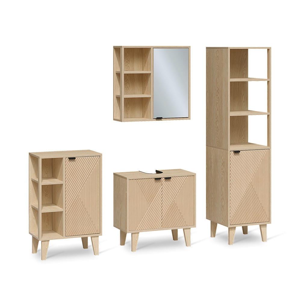 BADMÖBEL-SET Arven, Eiche, 4-er Set - Eichefarben, Holzwerkstoff (60/60/30cm) - Vicco