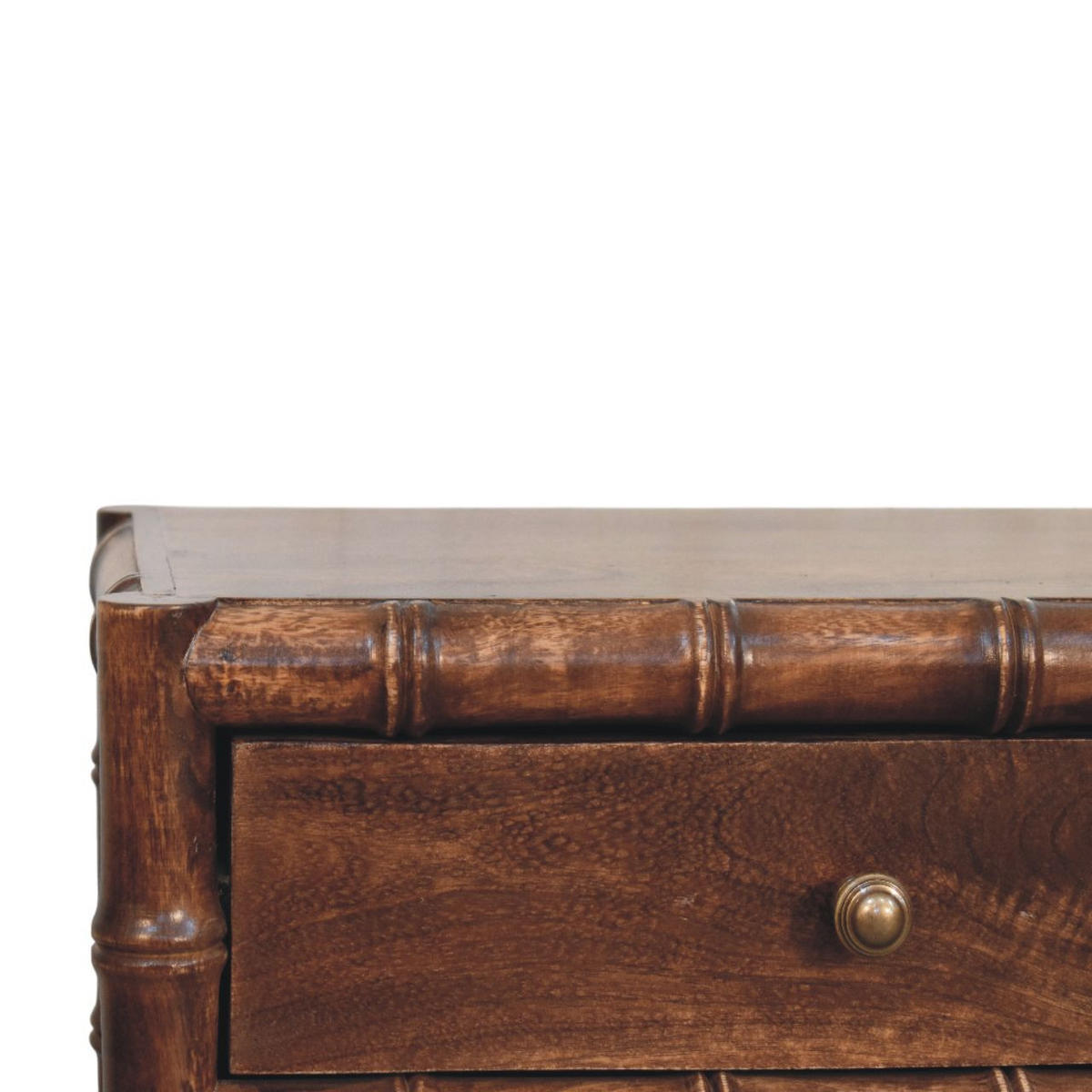 NACHTKASTEN Mit Geröstetem Mandel-Finish, 2 Schubladen, Dunkelbraun - Dunkelbraun/Messingfarben, Holz/Metall (55/58/40cm) - Artisan Furniture