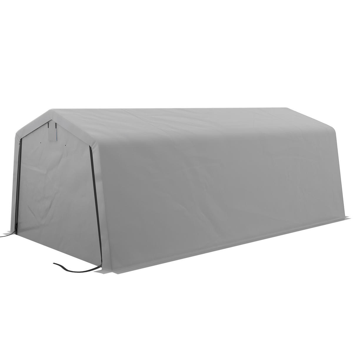 CARPORT DE-12604 620/330/240 cm 150 g/m² wasserdicht mit Rolltür Grau - Hellgrau, Kunststoff (330/240/618cm) - ComfortXL