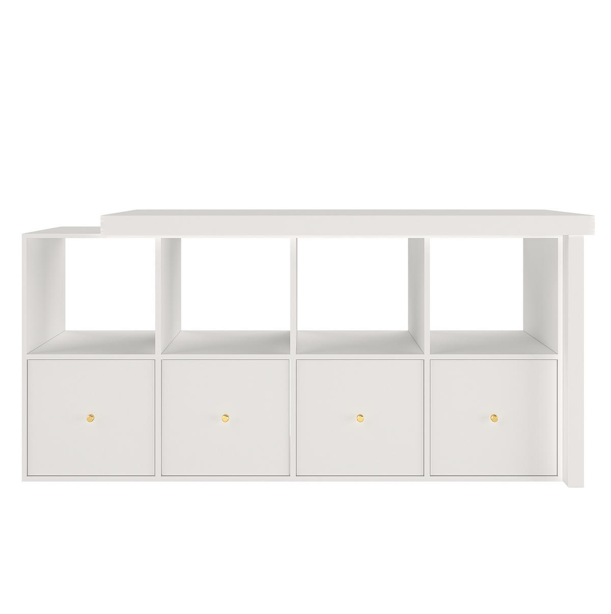 PISAĆI stol od MDF-a 140x35x74 cm bijela s okretnom pločom 360°, 4 pretinca, 4 ladice i zaštitom od prevrtanja - bijela, drvni materijal (140/74/35cm) - Modfu