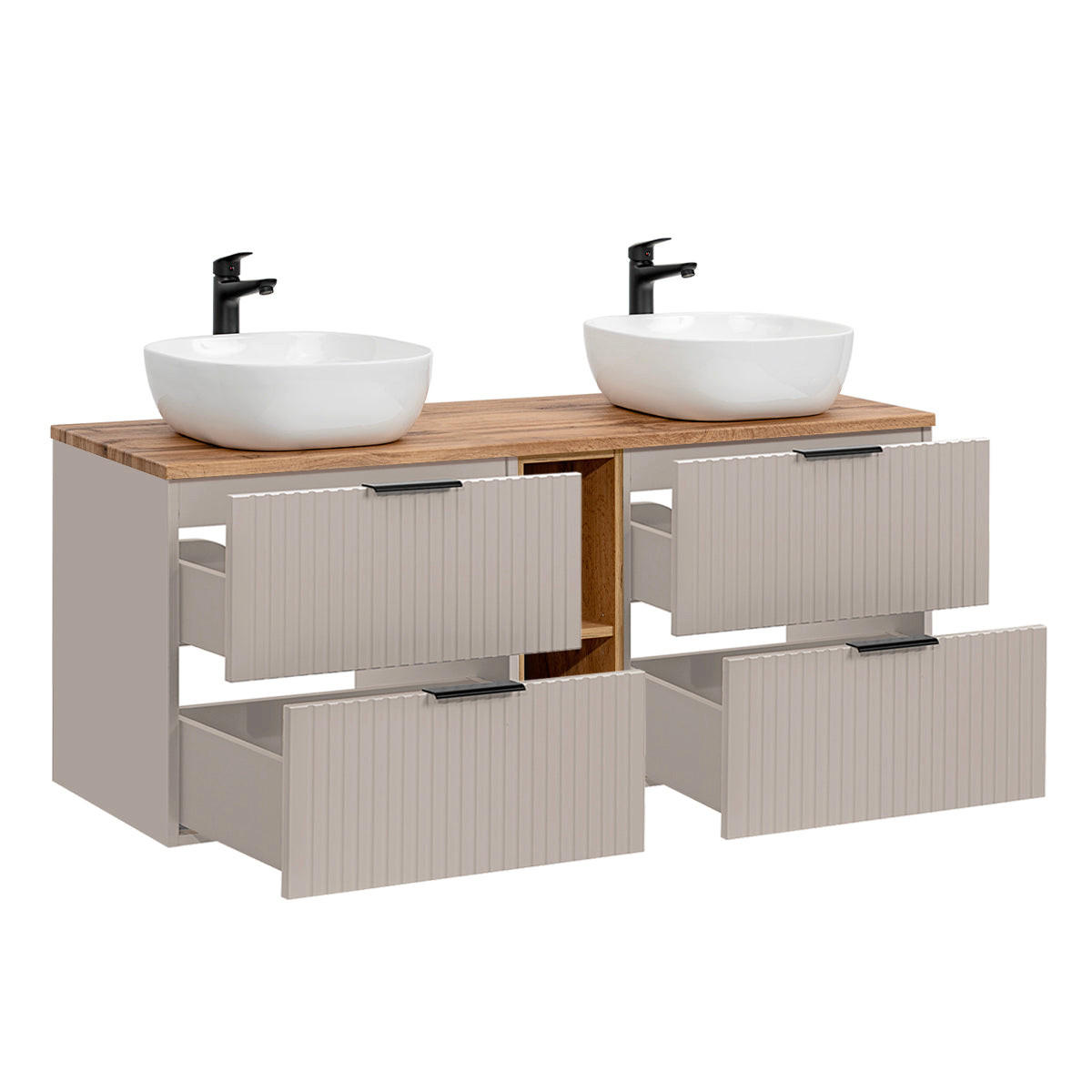 DOPPELWASCHTISCH 140.8cm Adriel Beige - Beige, Holzwerkstoff (140.8/59/46cm) - Petits-meubles