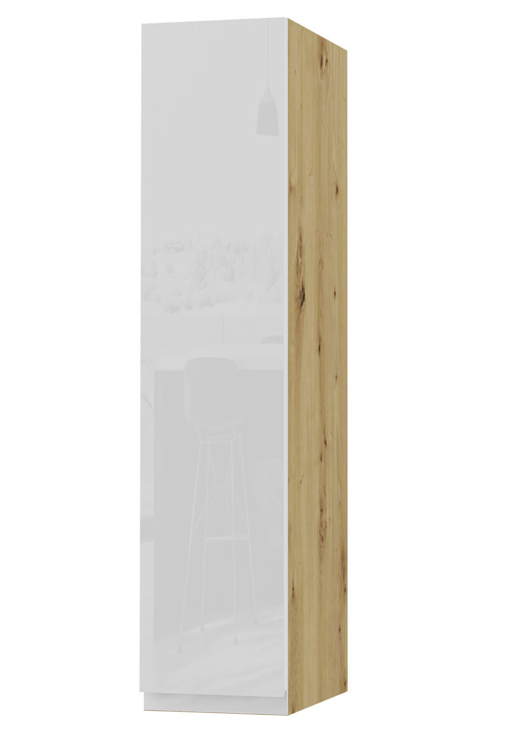 HÄNGESCHRANK Florence W4/20 Eiche Artisan / RAL 9003 signalweiß HG 20 / 32,5 / 96cm - Türanschlag links - Weiß Hochglanz/Eiche Artisan, Holz/Holzwerkstoff (20/96/32.5cm) - Feldmann-Wohnen