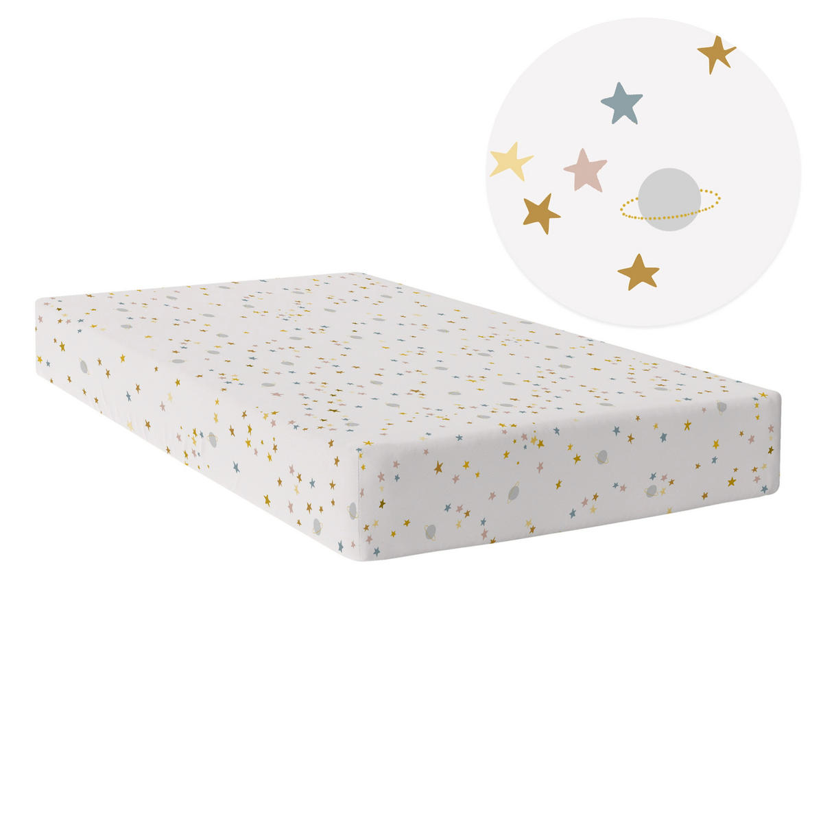 SPANNBETTTUCH saturn 105x200x32 cm mehrfarbig - Multicolor, Textil (105/200cm) - Happy Friday