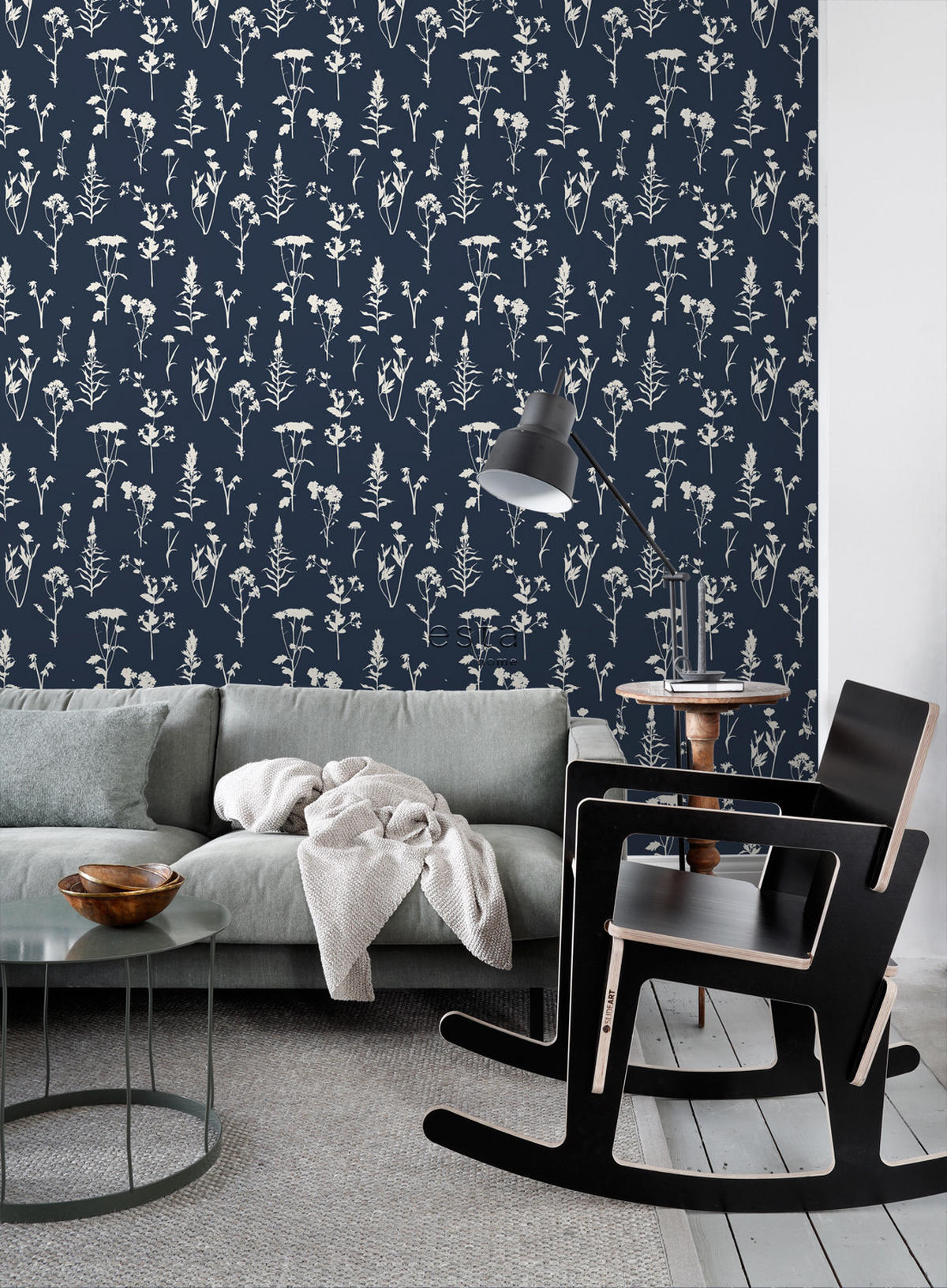 TAPETE Feldblumen 50 x 900 cm - Blau, Papier (50/900cm) - ESTAhome