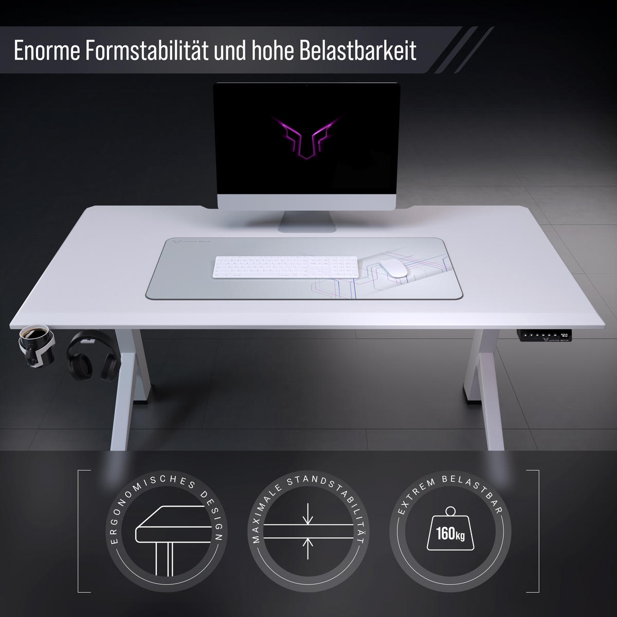 TISCHPLATTE 180x80, Schreibtischplatte 180x80 cm - Outline, Weiß - Weiß, Holzwerkstoff (180/80/2.5cm) - Ultimate Setup
