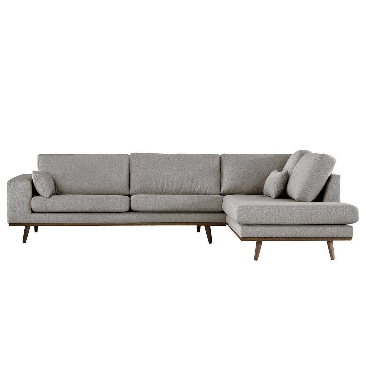 ECKSOFA mit Ottomane - Eichefarben/Graubraun, Eichenholz/Textil (287/219cm) - home24