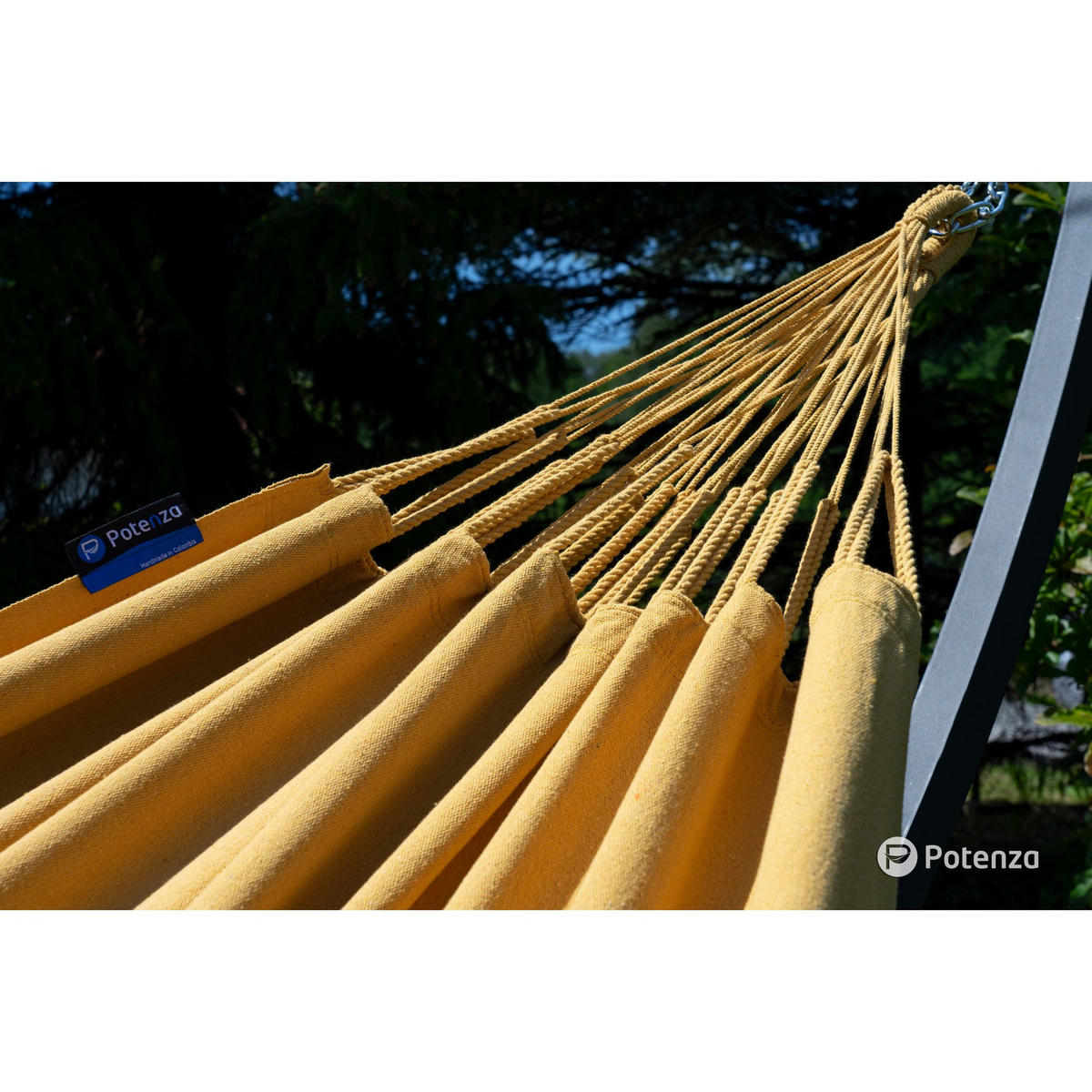 HÄNGEMATTE mit Gestell, 2 Personen, XXL, 200 kg, Metall, Merida Gold, einfache Montage - Gelb, Metall (370/130/120cm) - Potenza