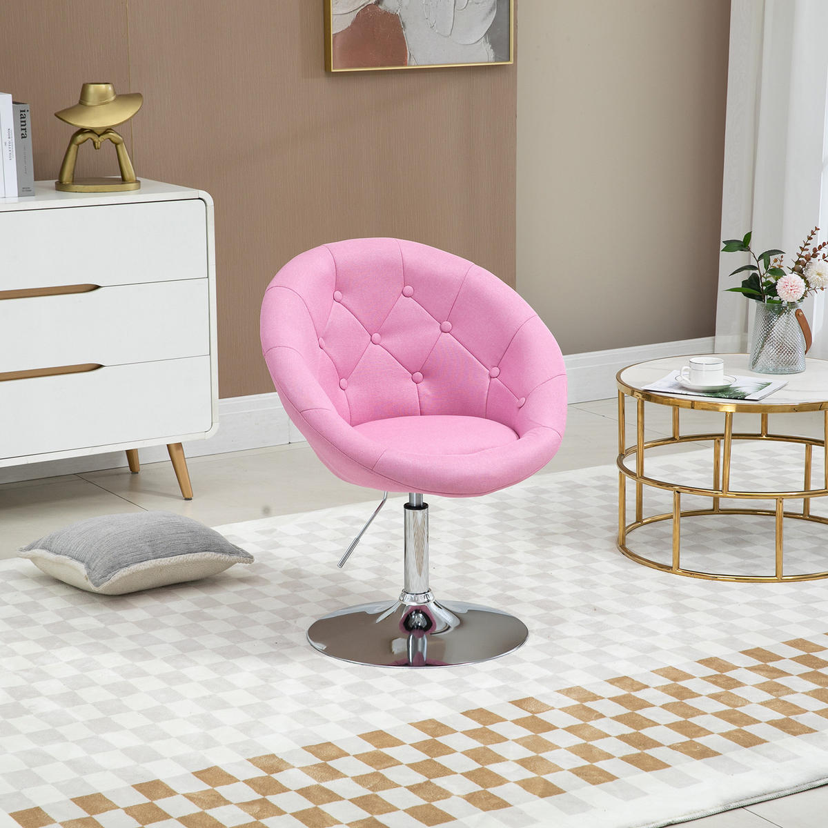 COCKTAILSESSEL HAVANNA Stoffbezug Pink - Pink/Silberfarben, Textil (62/88/58cm) - SVITA