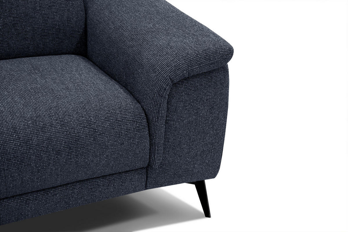 SOFA FIERO 3-Sitzer, dunkelblau - Schwarz/Dunkelblau, Holzwerkstoff/Textil (212/82/103cm) - Courtois Laville