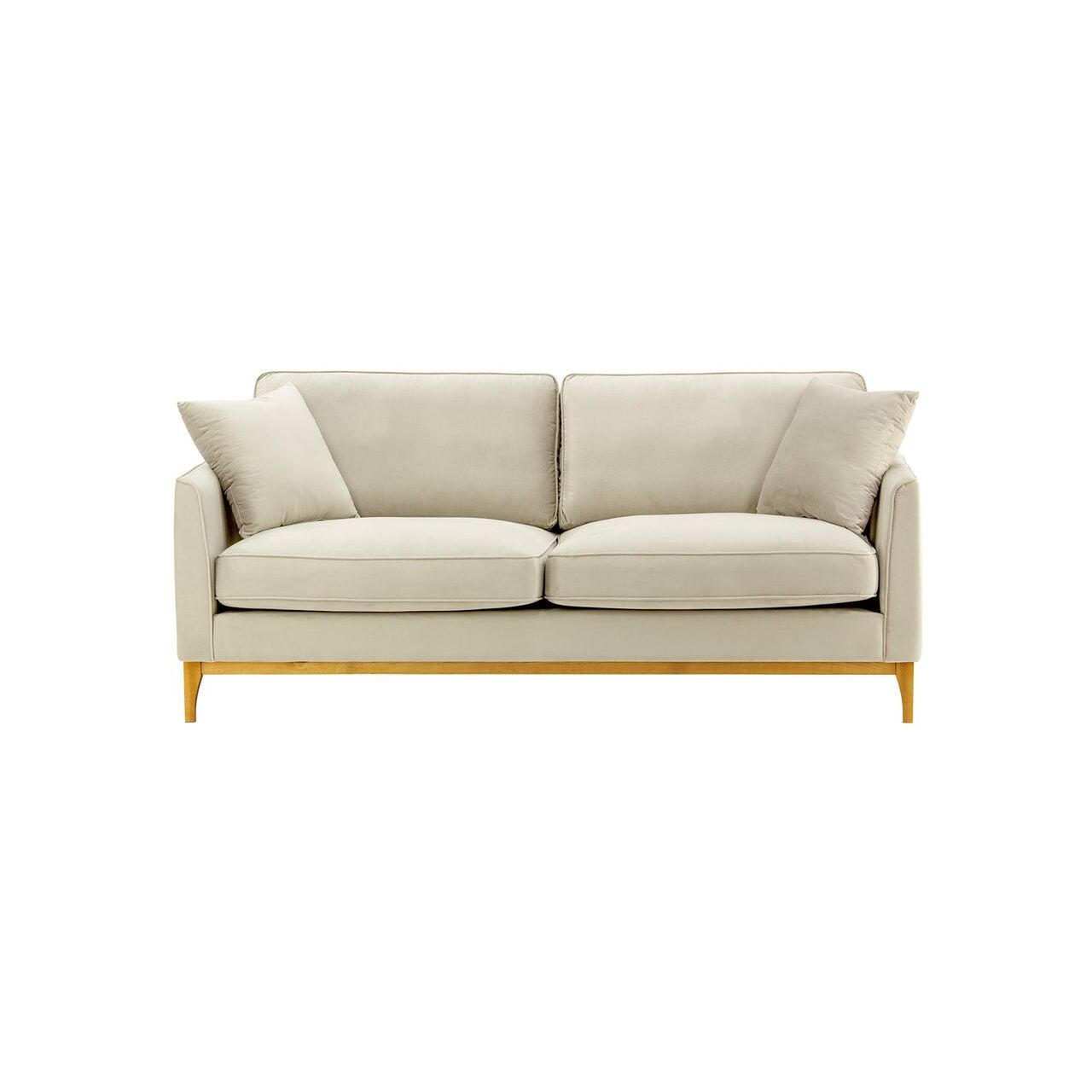 DREISITZER-SOFA Linara-Velluto 2 - Creme, Holz/Textil (201/91/95cm)