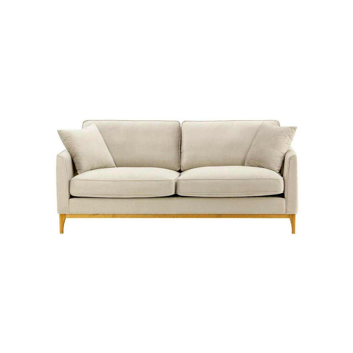 DREISITZER-SOFA Linara-Velluto 2 - Creme, Holz/Textil (201/91/95cm)