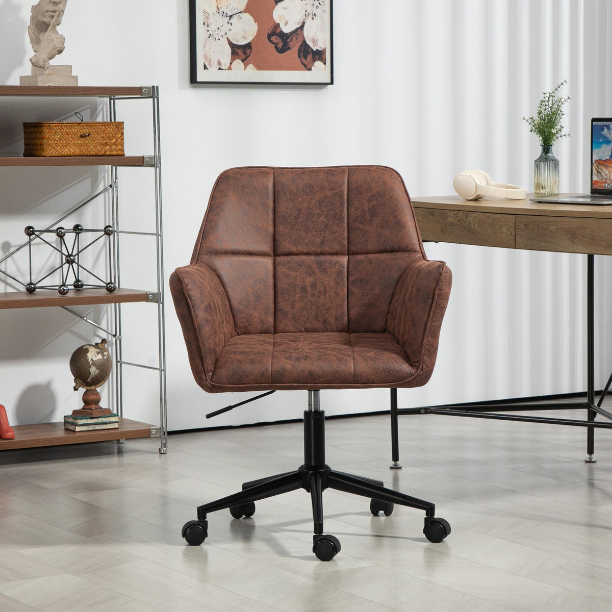 SCHREIBTISCHSTUHL GREG Braun - Schwarz/Braun, Textil/Metall (60/94/57cm) - SVITA