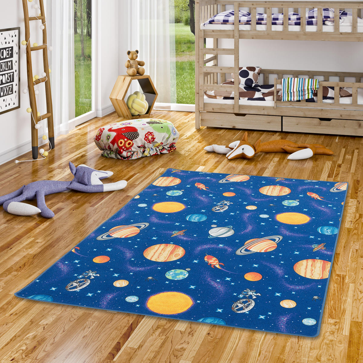 KINDER SPIEL TEPPICH WELTALL - Blau, Textil (200/300cm) - Snapstyle