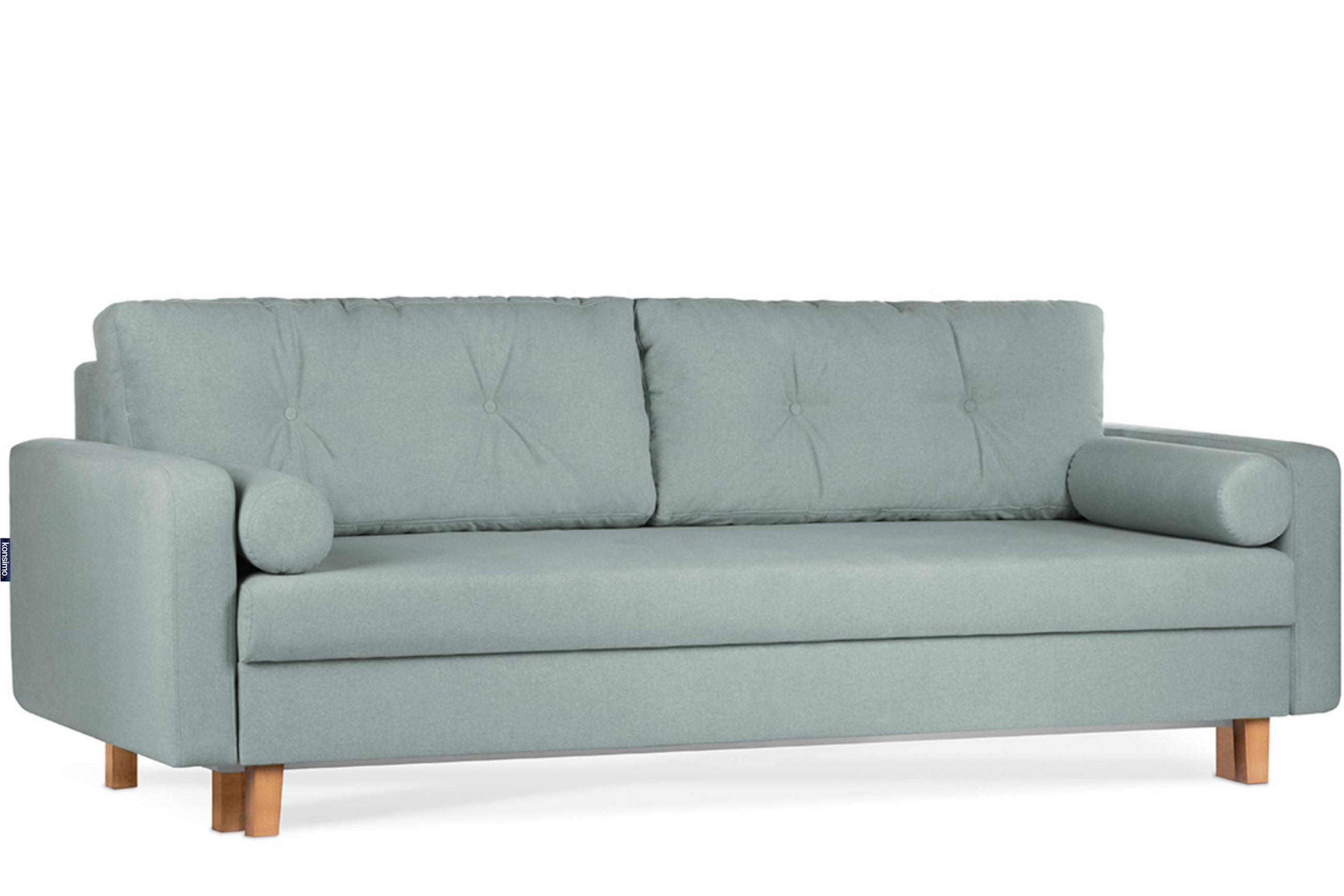 3-SITZER-SCHLAFSOFA ERISO mit weiche Sitzfläche und hohe Rückenlehne, Strukturstoff, mint - Braun/Mintgrün, Textil (220/80/100cm) - KONSIMO®