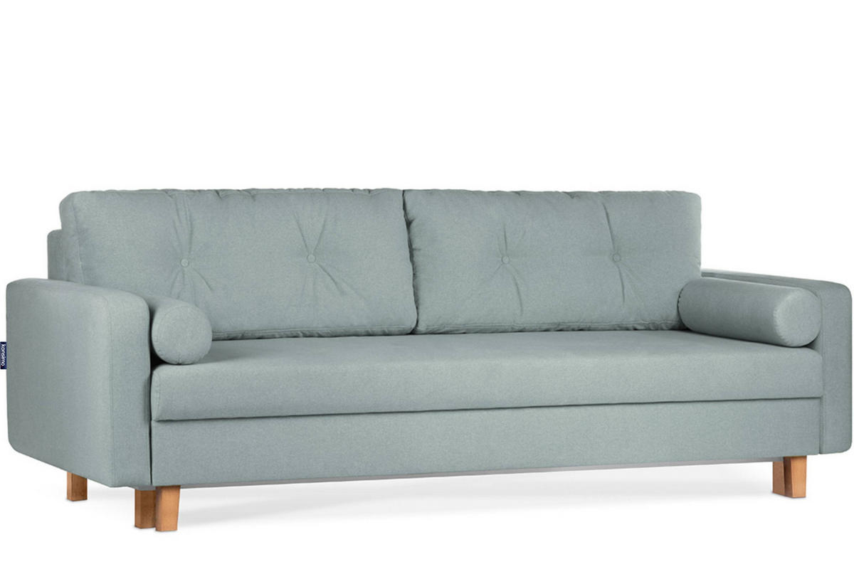 3-SITZER-SCHLAFSOFA ERISO mit weiche Sitzfläche und hohe Rückenlehne, Strukturstoff, mint - Braun/Mintgrün, Textil (220/80/100cm) - KONSIMO®