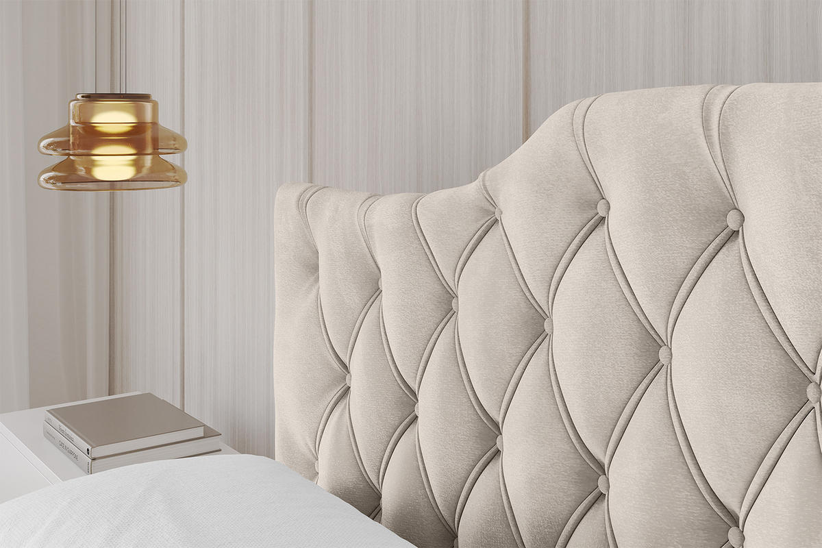 POLSTERBETT mit Bettkasten, Fußteil und Lattenrost, Boxbett ohne Matratze - FALIO-Z-V1 180x200 Beige - Beige, Holzwerkstoff/Textil (180/200cm) - ALTDECOR